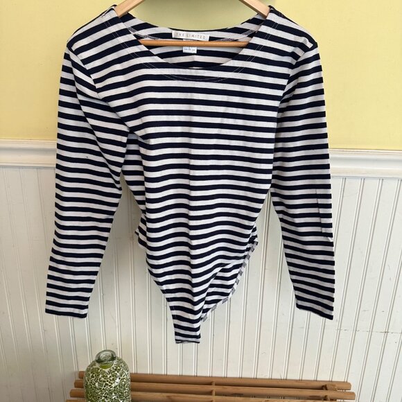 The Limited vintage 90s Striped Navy & White Long-Sleeve Bodysuit - Picture 1 of 5